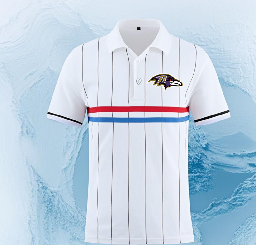 Baltimore Ravens white style #4 Men 2025 NFL polo T shirt